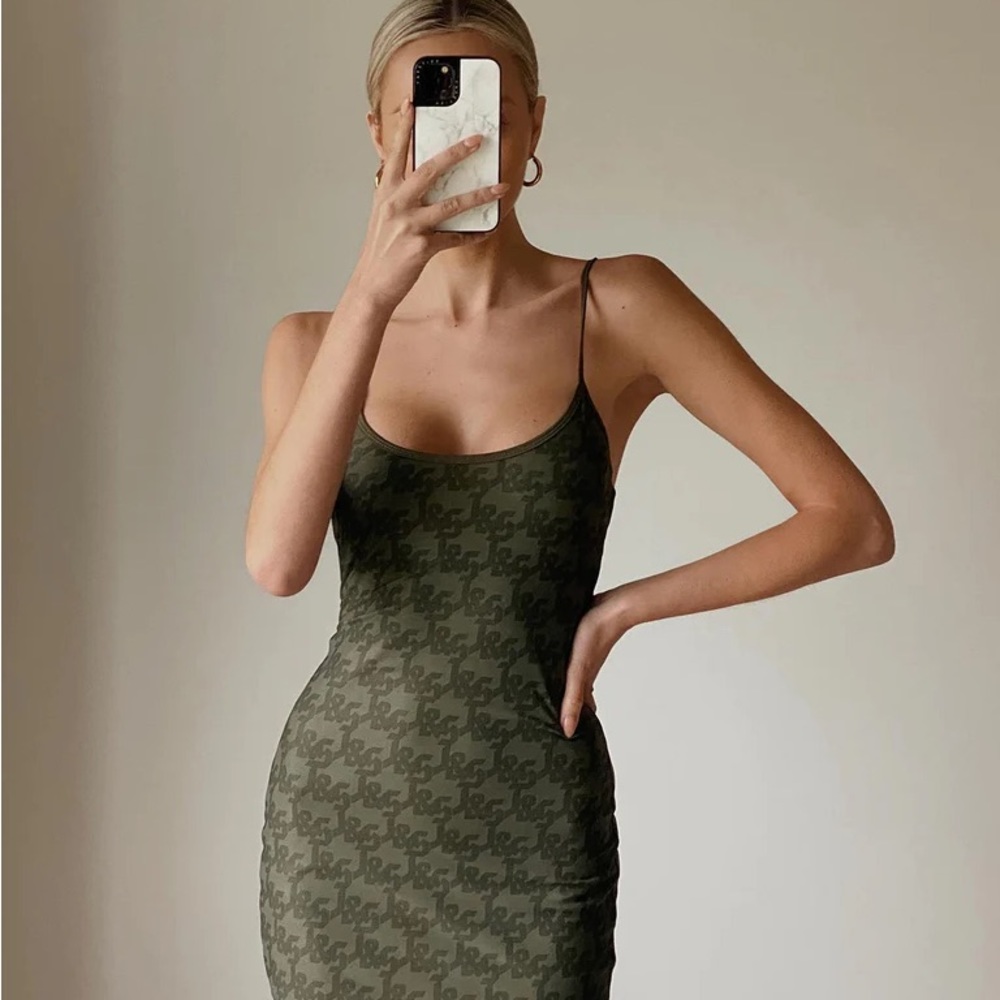JGR & STN DEMI MINI DRESS KHAKI MONOGRAM
